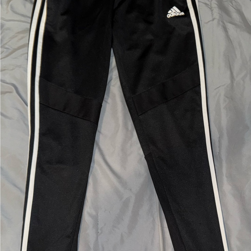 Adidas Kids Black Joggers with White Stripes